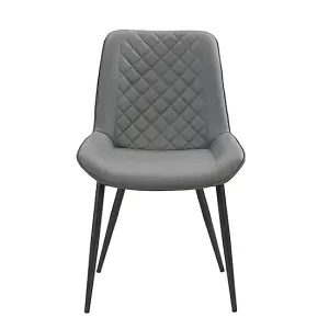 Furniture In Fashion Oston Grey Faux Leather Dining Chairs With Anthracite Legs In Pair