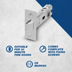 UAP 4 Sets 75mm Tubular Latch Square - Door Latches - Internal Doors Square Forend - Mortice Latch - 75mm - Electro Brassed