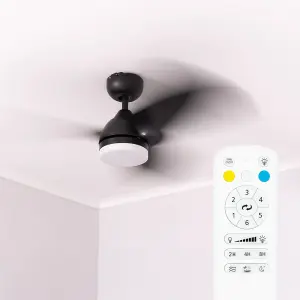 ValueLights 36 Inch Integrated LED Ceiling Fan with Remote Control, 3 Blades, Timer and 6 Speed Functions - Black