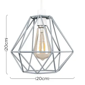 ValueLights Diablo Grey Ceiling Pendant Shade and B22 Pear LED 4W Warm White 2700K Bulb