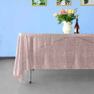 Neel Blue 70x144 Inch Rectangle Sequin Tablecloth, Blush Pink