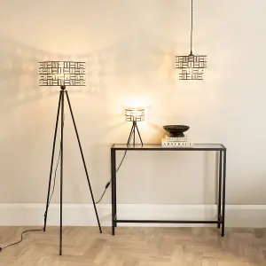 ValueLights Elise Acrylic Jewel Shade Black Tripod Floor Lamp