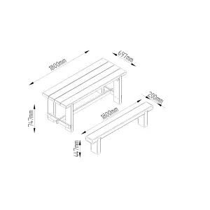 Forest Garden Sleeper Natural timber Wooden Non-foldable Bench 180cm(W) 75cm(H)