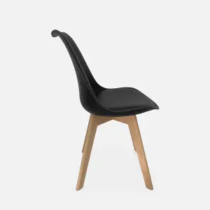 sweeek. Pair of  Scandi-style dining chairs with wooden legs Nils Black 47x55x81 cm