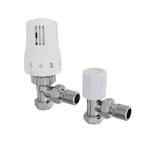 Right Radiators Thermostatic Angled TRV & Lockshield Radiator Valves Set 1/2"x15mm