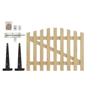 Wood Colour 120x90cm Outdoor Wooden Garden Gate Spruce Wood Fence Door with Door Bolt