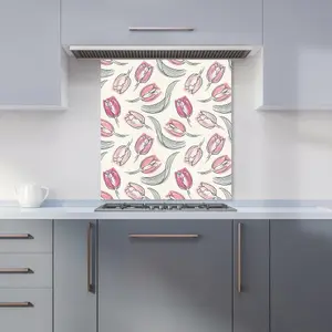 Tulips Premium Glass Kitchen Splashback W900mm x H650mm