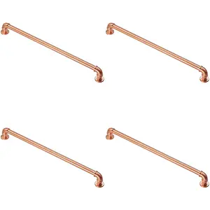 4x Industrial Pipe Design Door Pull Handle 320mm Fixing Centres Satin Copper