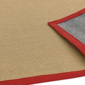 Red Bordered Plain Modern Easy to clean Rug for Dining Room Bed Room and Living Room-120cm X 180cm