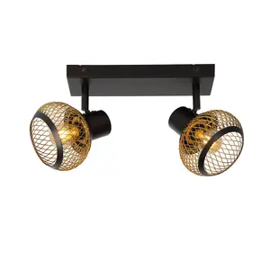 Lucide Lucas Modern Twin Ceiling Spotlight - 2xE14 - Matt Gold, Brass