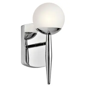 Ip44 Wall Light Satin Etched Cased Opal Globes Polished Chrome LED G9 3.5W