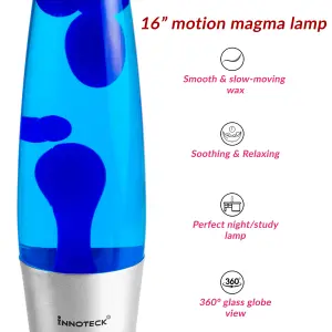 Innoteck 16" Soothing Motion Lava Lamp -  Blue Lava, Blue Liquid.