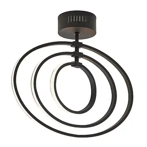 Luminosa Avali LED Semi Flush Light Matt Black & White Acrylic