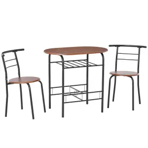 HOMCOM 3-Piece Bar Table Set 2 Stools Industrial Dining Room W/ Storage Shelf