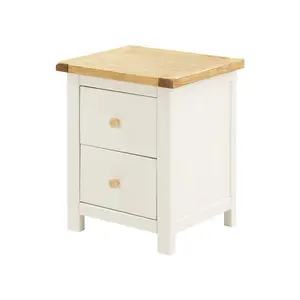 Keene 2 Drawer Bedside Table Off-White