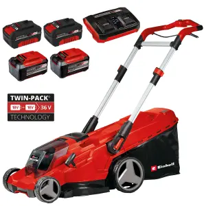 Einhell Cordless Twin 18v / 36v Lawnmower 42cm RASARRO 36/42 PXC - 4 x Batteries