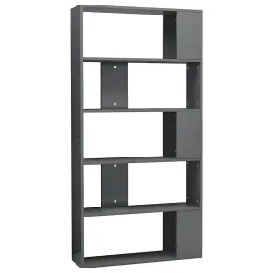 Berkfield Book Cabinet/Room Divider High Gloss Grey 80x24x159 cm Engineered Wood