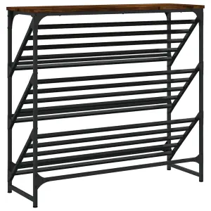 Shoe Rack Smoked Oak 90x30x85 cm Engineered Wood