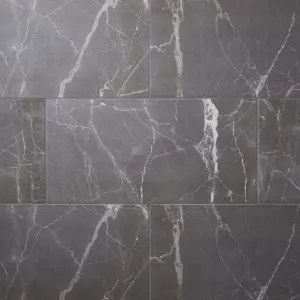 Colours Elegance Silver Gloss Marble effect Ceramic Indoor Wall & floor Tile, Pack of 7, (L)600mm (W)300mm