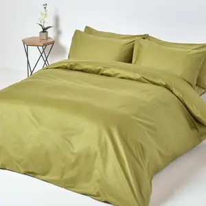 Homescapes Olive Green Egyptian Cotton Flat Sheet 1000 Thread Count, Double