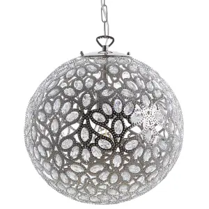 Metal Pendant Lamp Silver VOLTA