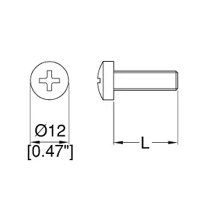 Penn Elcom Pozi Driver Pan Head Screw M6 x 12mm/1/2" Black S1045K