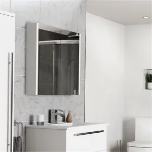 Mirror Bathroom Cabinet 800mm Wide - White - (Urban)