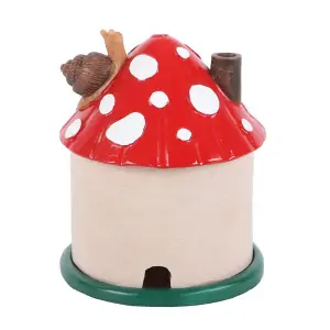 Something Different Resin Mushroom House Incense Cone Holder Beige/Red/White (One Size)