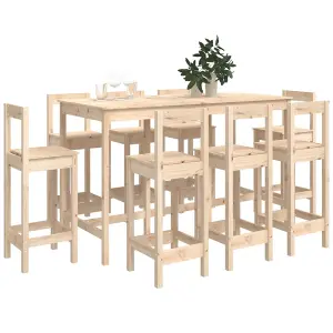 Berkfield 9 Piece Bar Set Solid Wood Pine