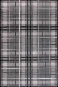 Tartan Grey Chequered Tartan Easy to Clean Rug For Dining Room-120cm X 170cm