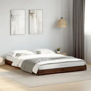 Berkfield Bed Frame without Mattress Brown Oak 140x190 cm