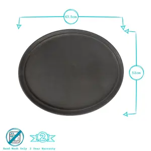 Oval Non-Slip Serving Tray - 63.5cm x 52cm - Black