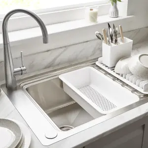 GoodHome Romesco Inox Stainless steel 1 Bowl Sink & drainer 511mm x 770mm