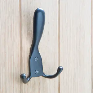 Hammer & Tongs - Rustic Hat and Double Robe Hook - W90mm x H140mm - Black