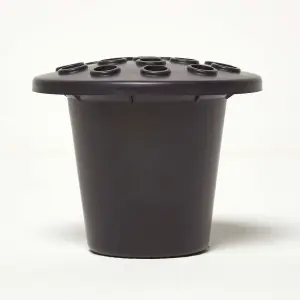 Homescapes Set of 2 Black Plastic Grave Flower Pots