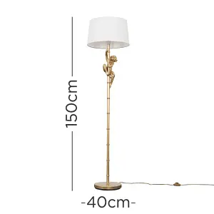 ValueLights Monkey Animal Quirky Modern Gold Floor Lamp With White Shade