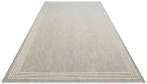 Bordered Beige Modern Easy To Clean Dining Room Rug-160cm x 230cm