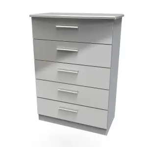 Harrow 5 Drawer Chest in Grey Gloss (Ready Assembled)