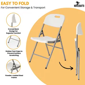 Heavy Duty Folding Chair - 53 x 44 x 83 cm HDPE Plastic & Powder Top with Coated Steel Frame, Indoor & Outdoor Use