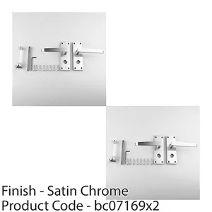 2 PACK - Straight Victorian Bathroom Latch Door Handle - Polished Chrome Lever Backplate