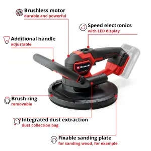 Einhell Cordless Drywall Sander 225mm Handheld 18V Power X-Change Brushless Professional TP-DWS 18/225 Li BL Solo - Body Only