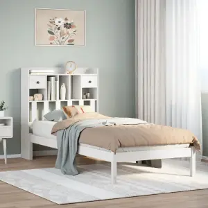 Berkfield Bookcase Bed without Mattress White 100x200 cm Solid Wood Pine