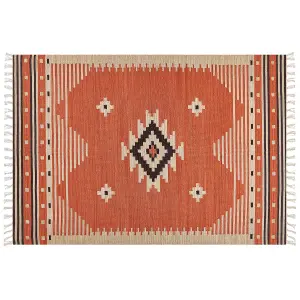 Cotton Kilim Area Rug 160 x 230 cm Orange GAVAR