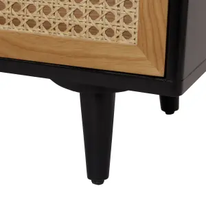 Leona Textured Matt black rattan effect MDF 3 Drawer Rattan Chest of drawers (H)780mm (W)800mm (D)400mm