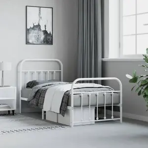 Berkfield Metal Bed Frame with Headboard and Footboard White 90x190 cm