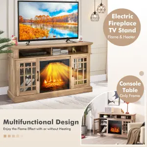 Costway Fireplace TV Stand for TVs up to 55 Inches W/ 2000W Electric Fireplace Insert