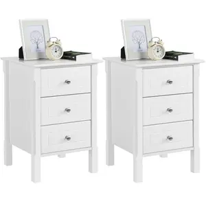 3 - Drawer End Table (Set of 2) White