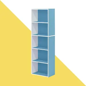 Aliesha Open Shelf Bookcase Light Blue/White / 132.1cm H x 40.1cm W x 23.9cm D