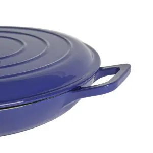 Argon Tableware - Cast Iron Shallow Casserole Dish - 2.3 Litre - Midnight Blue