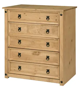 Corona Chest Of Drawers 5 Drawer Large Mexican Solid Pine